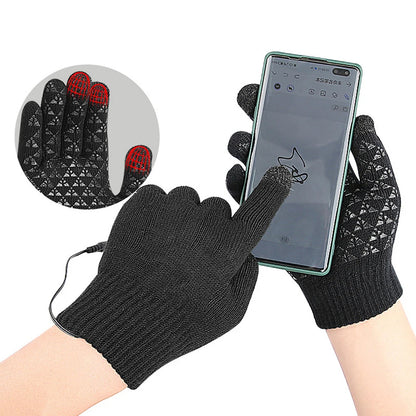 Motorcycle Electric Heated Gloves Thickened Warm Full Finger USB Heating Gloves