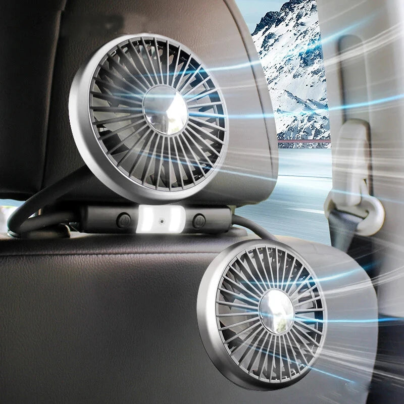 Car Clip Fan  LED 360° Rotatable Cooler Electrical Fan