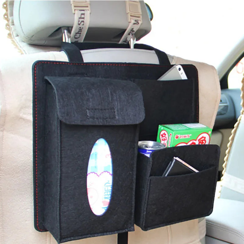 Car Back Seat Organizer Hanging Bag Paper Towel Phone Storage