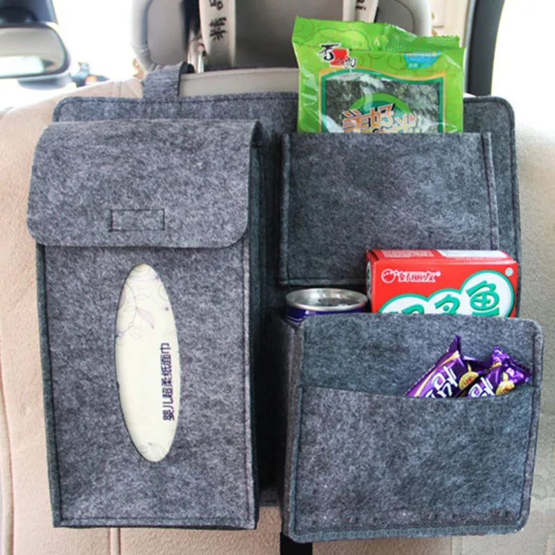 Car Back Seat Organizer Hanging Bag Paper Towel Phone Storage