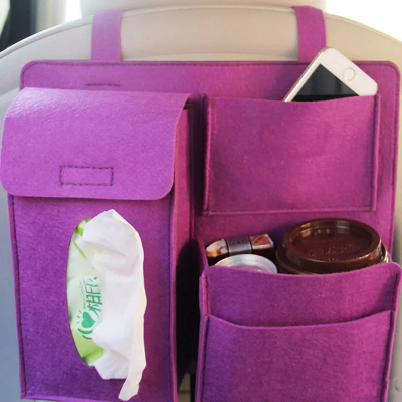 Car Back Seat Organizer Hanging Bag Paper Towel Phone Storage