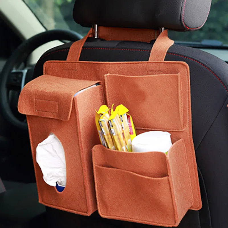 Car Back Seat Organizer Hanging Bag Paper Towel Phone Storage