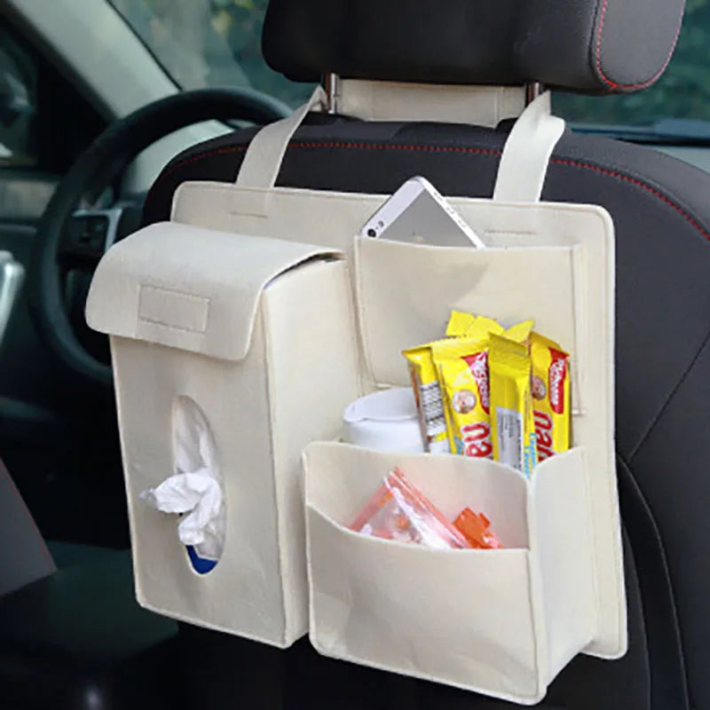 Car Back Seat Organizer Hanging Bag Paper Towel Phone Storage