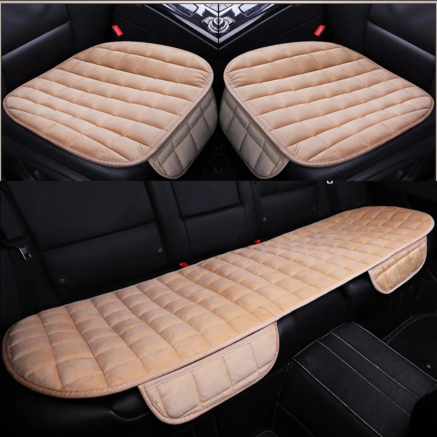 Car Flocking Non Slide Four Seasons Protector Mat Pad Warm Seat Cushion 3 Pcs