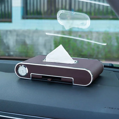 Car Tissue Box Interior Decoration Creative Phone Holder Time Drawer Inside Paper Organizer