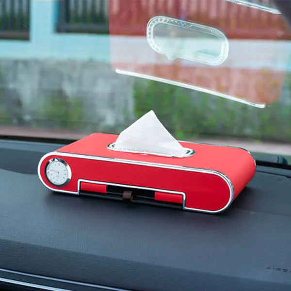 Car Tissue Box Interior Decoration Creative Phone Holder Time Drawer Inside Paper Organizer
