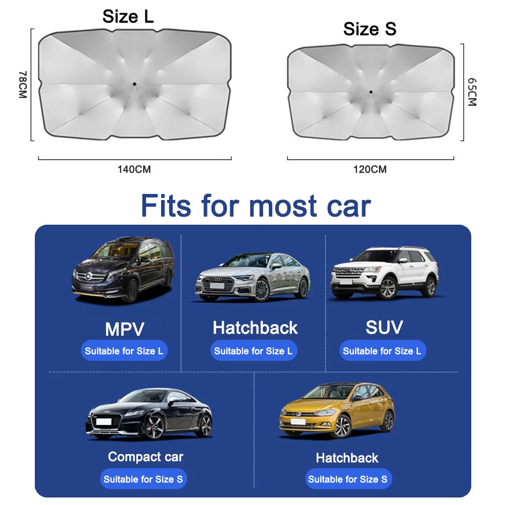 Foldable Car Sun Umbrella Shades Windshield Cover UV Protection Window Sunshade