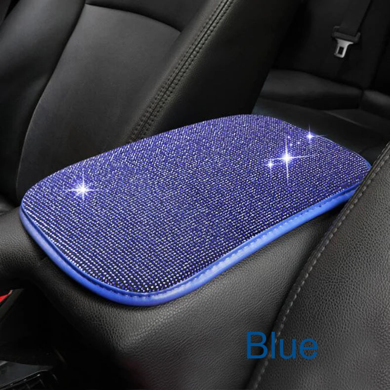 Car PU Leather Armrest  Universal Diamond Rhinestone Pad