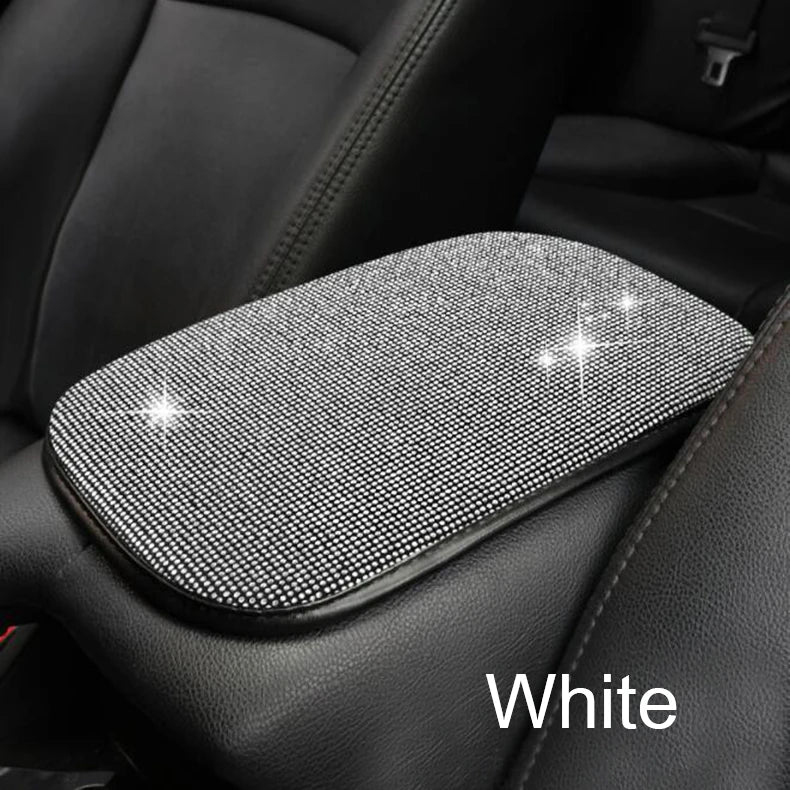 Car PU Leather Armrest  Universal Diamond Rhinestone Pad