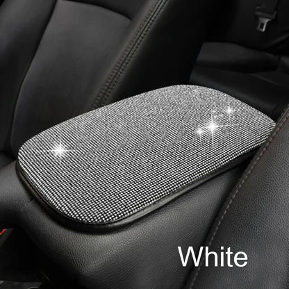 Car PU Leather Armrest  Universal Diamond Rhinestone Pad
