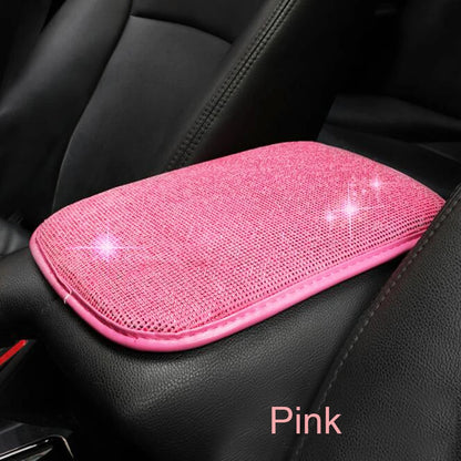 Car PU Leather Armrest  Universal Diamond Rhinestone Pad