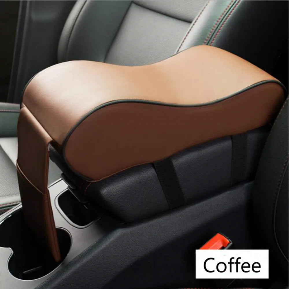 Car Auto Leather Armrest Pad Central Console Seat Box Mat Cushion Pillow Cover