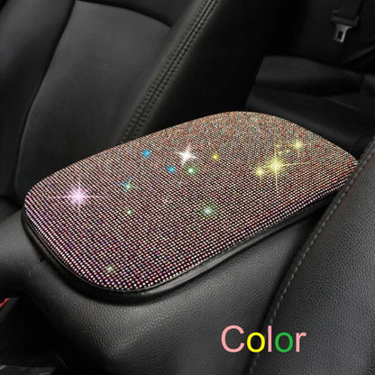 Car PU Leather Armrest  Universal Diamond Rhinestone Pad