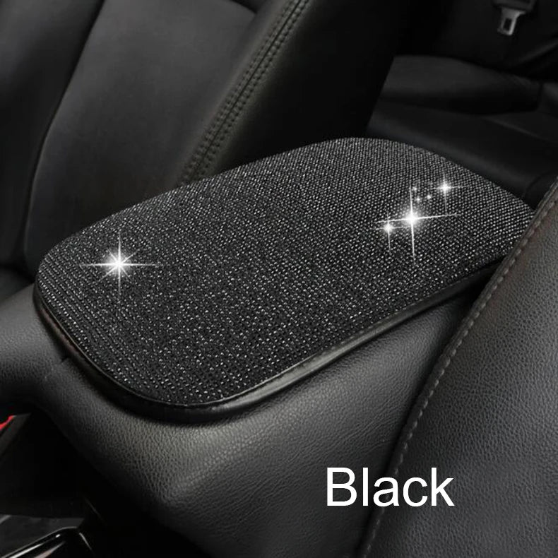Car PU Leather Armrest  Universal Diamond Rhinestone Pad