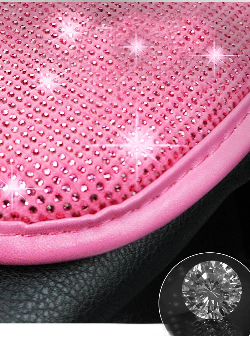 Car PU Leather Armrest  Universal Diamond Rhinestone Pad