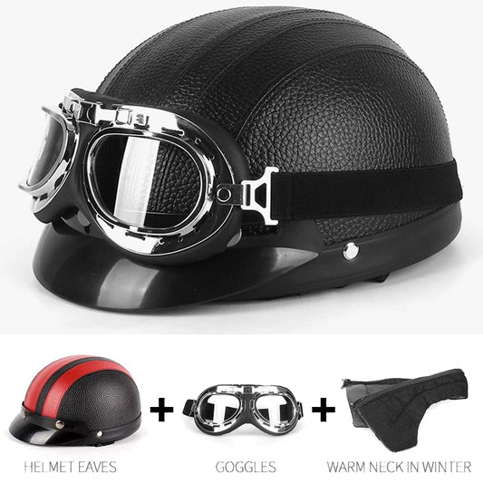 Motorbike Motorcycle Riding Vintage Cruiser Touring Half Helmets Cap