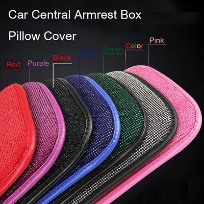Car PU Leather Armrest  Universal Diamond Rhinestone Pad