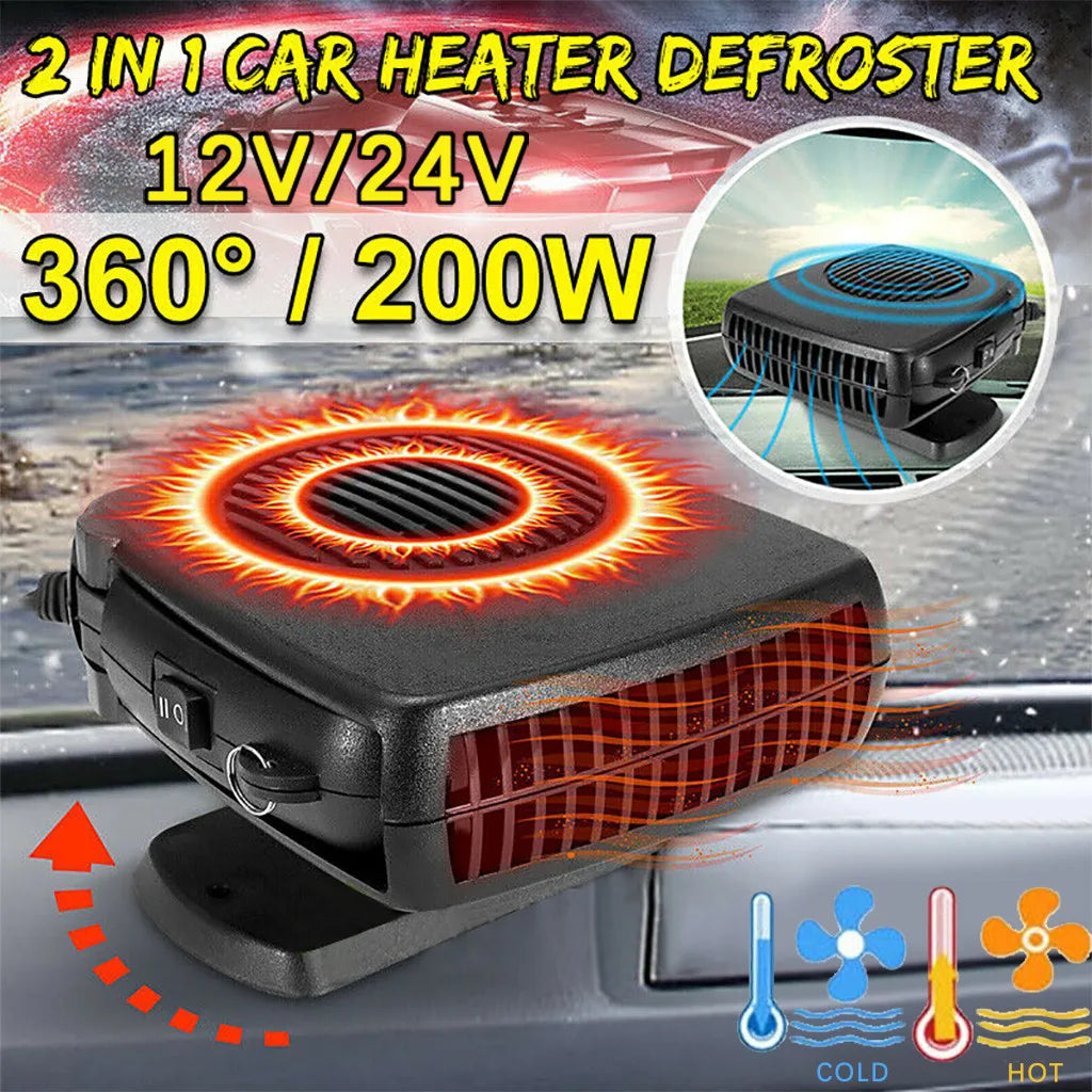 12/24V 200W Portable Auto Car Heater Defroste  ABS Heating Cooling Fan