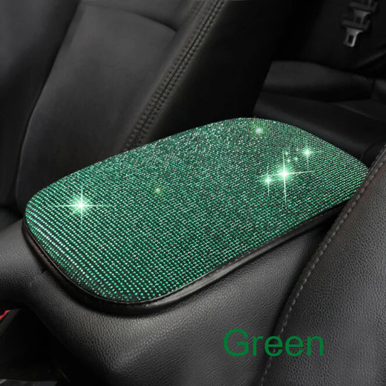 Car PU Leather Armrest  Universal Diamond Rhinestone Pad