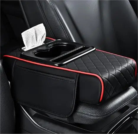 Car PU Leather Armrest Box Heightening Pad Tissue Organizer