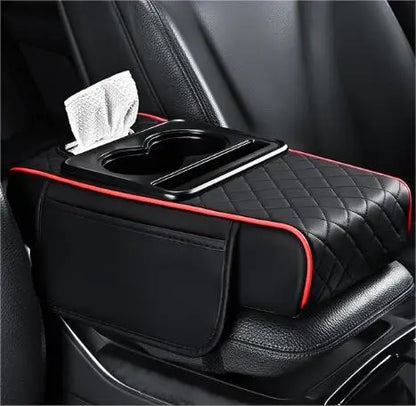 Car PU Leather Armrest Box Heightening Pad Tissue Organizer