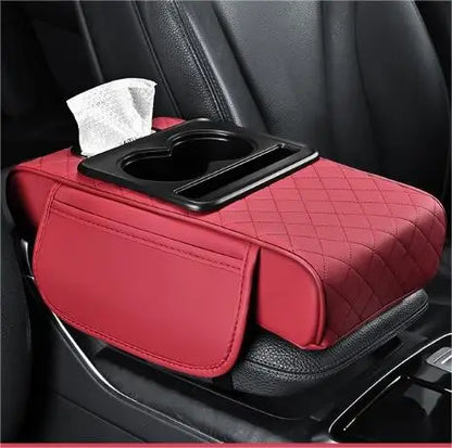 Car PU Leather Armrest Box Heightening Pad Tissue Organizer
