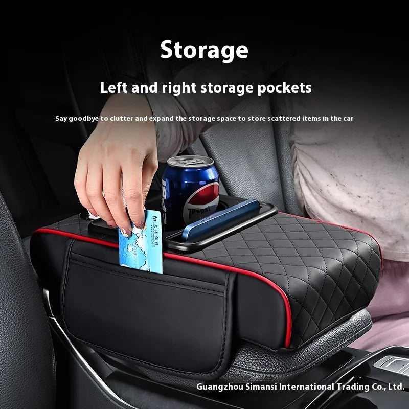 Car PU Leather Armrest Box Heightening Pad Tissue Organizer