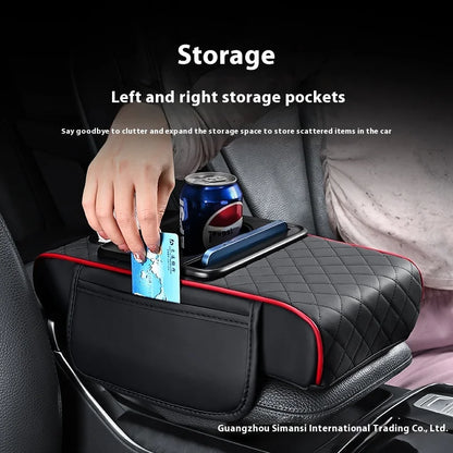 Car PU Leather Armrest Box Heightening Pad Tissue Organizer