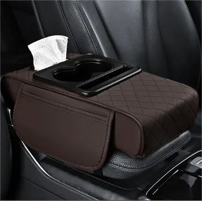 Car PU Leather Armrest Box Heightening Pad Tissue Organizer