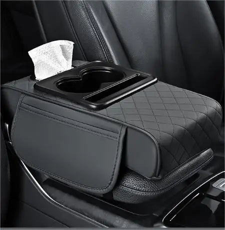 Car PU Leather Armrest Box Heightening Pad Tissue Organizer