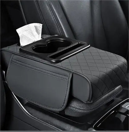 Car PU Leather Armrest Box Heightening Pad Tissue Organizer