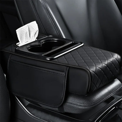 Car PU Leather Armrest Box Heightening Pad Tissue Organizer