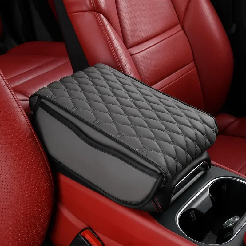 Car Leather  Armrest Mat Center Console Auto Armrests Storage Box Organizer