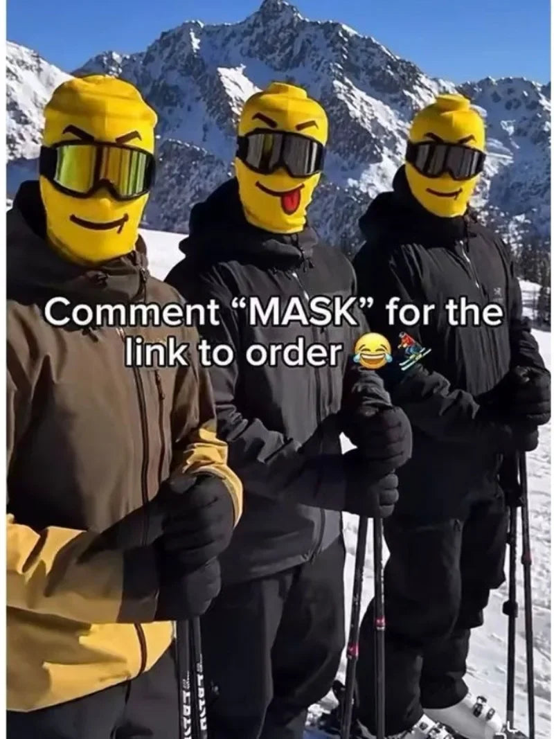 Outdoor Cycling Skiing Funny Knit Ski Mask Food Print Yellow Man Funny Windproof Face Cover