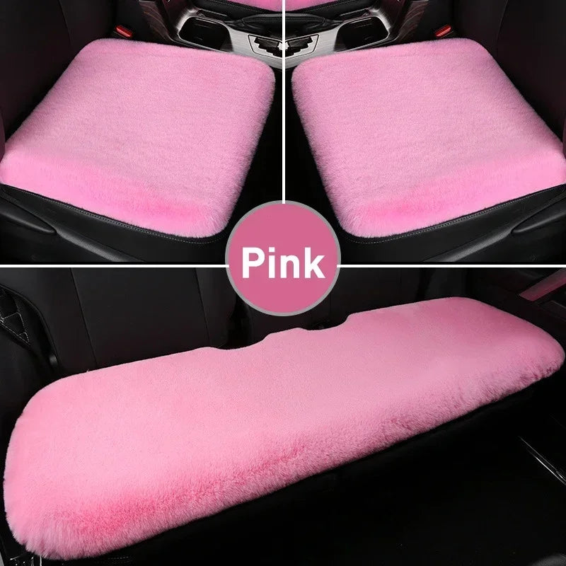 Car Multicolor Plush Fur Seat Cushion Winter Warmth Thick Wool Square Cushion Set