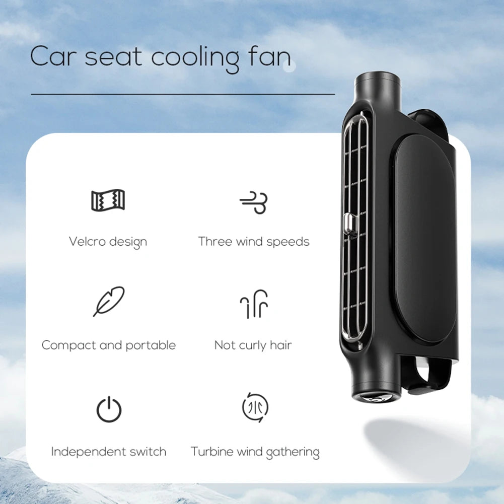 Car Seat Fan 3 Speeds Adjustable Headrest Cooling Air Fan