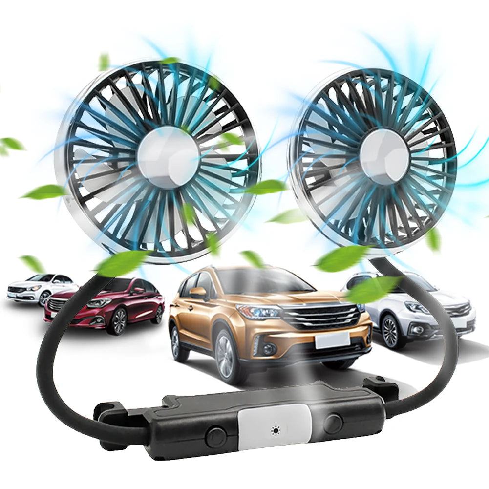 Car Seat Back 3-Speed Powerful Cooling Fan with Light