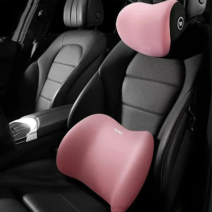 Car Headrest Lumbar Support Seat Cushion Backrest Set