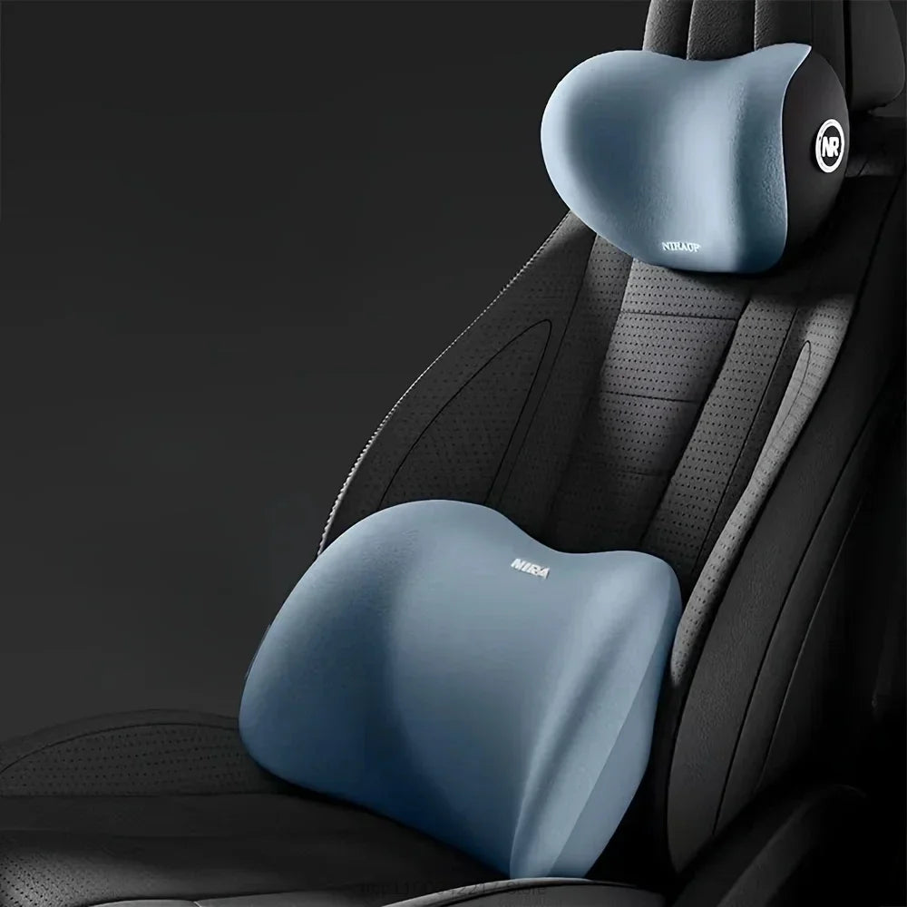 Car Headrest Lumbar Support Seat Cushion Backrest Set