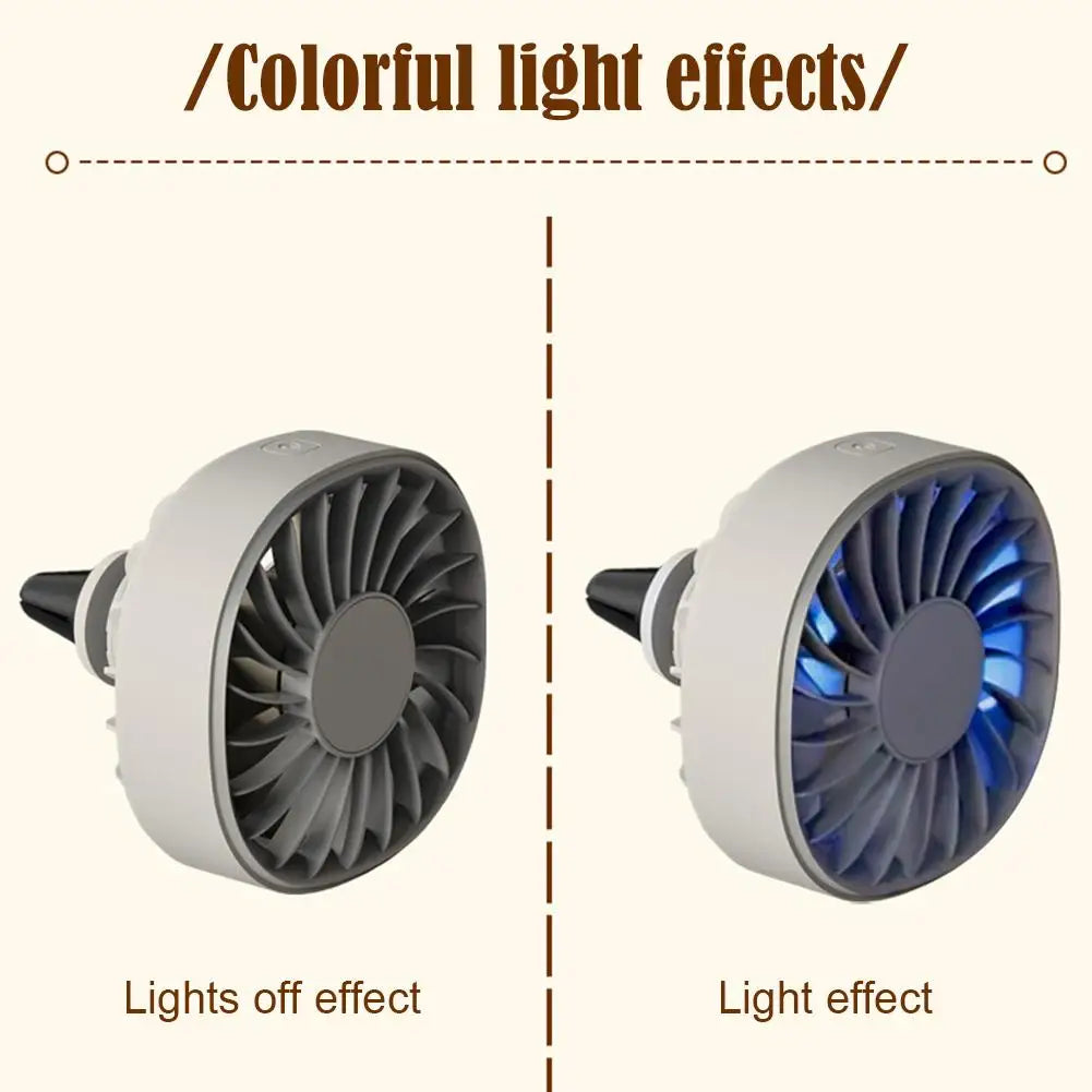 Car Powerful USB Colorful LED Light Low Noise Vent Clip Fan