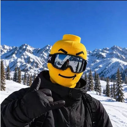 Outdoor Cycling Skiing Funny Knit Ski Mask Food Print Yellow Man Funny Windproof Face Cover