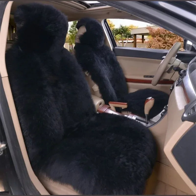 Car Warm Plush Universal Long Wool Fur Front Seat Cushion 1 Pcs