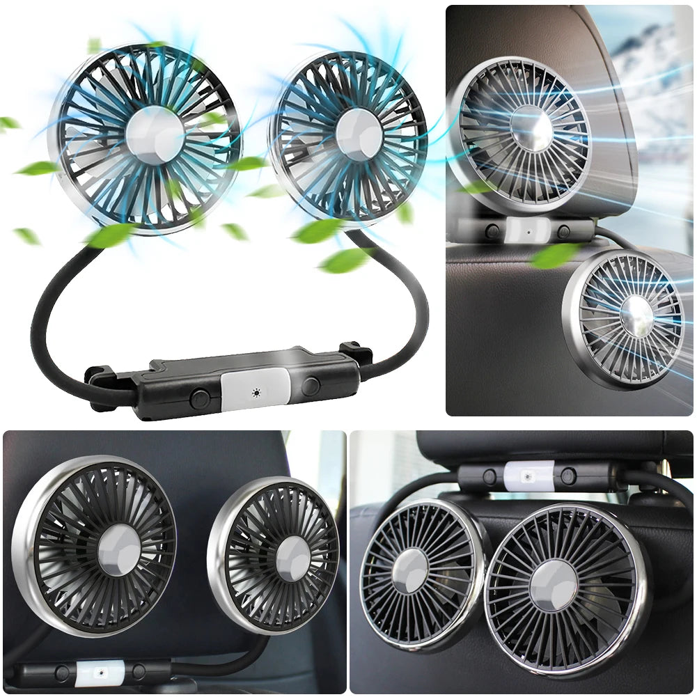 Car Seat Back 3-Speed Powerful Cooling Fan with Light