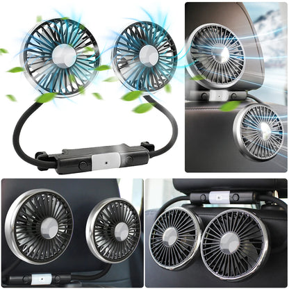 Car Seat Back 3-Speed Powerful Cooling Fan with Light