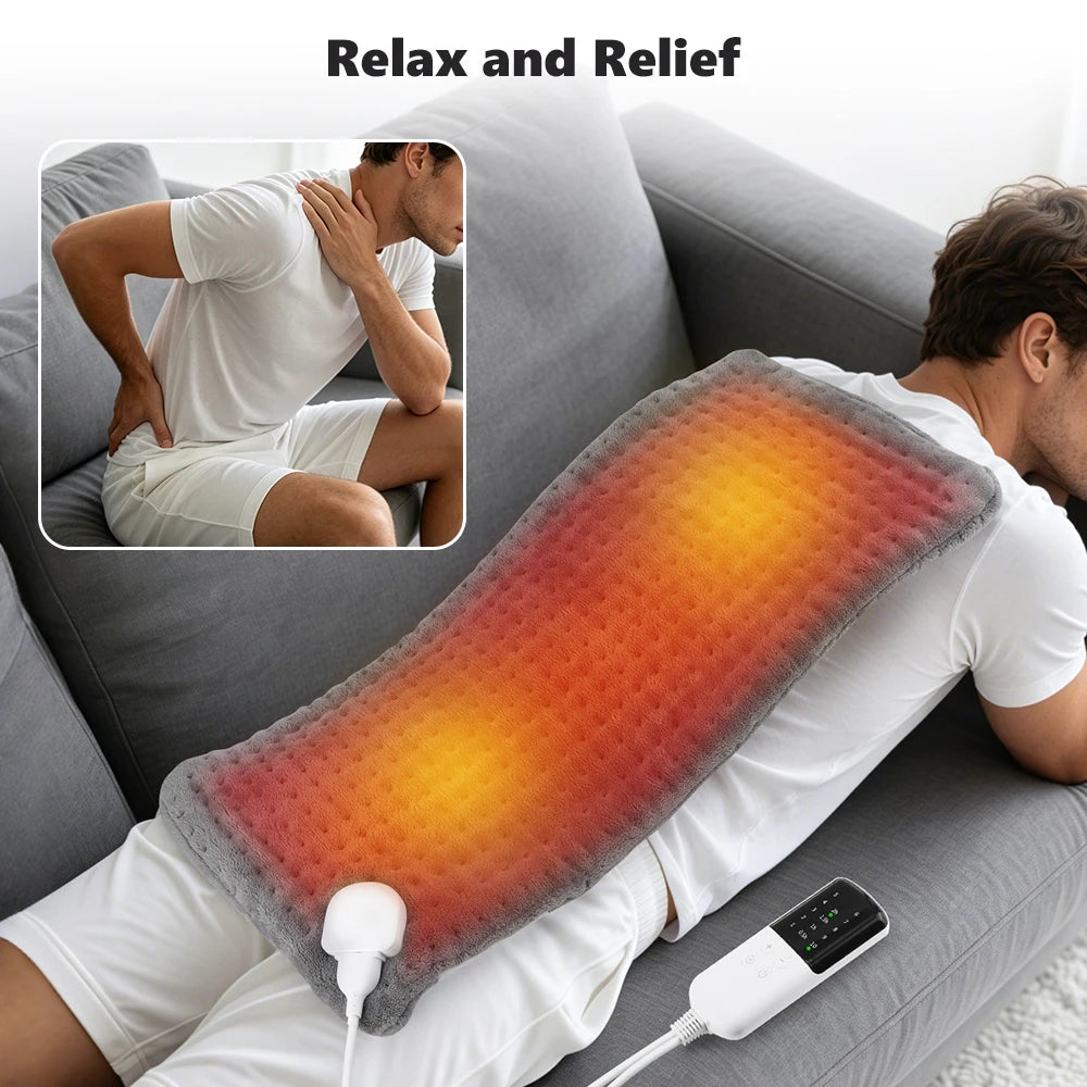 Electric Heating Pad Flannel 10 Warmth Modes 4 Timer Dual SCR Controller
