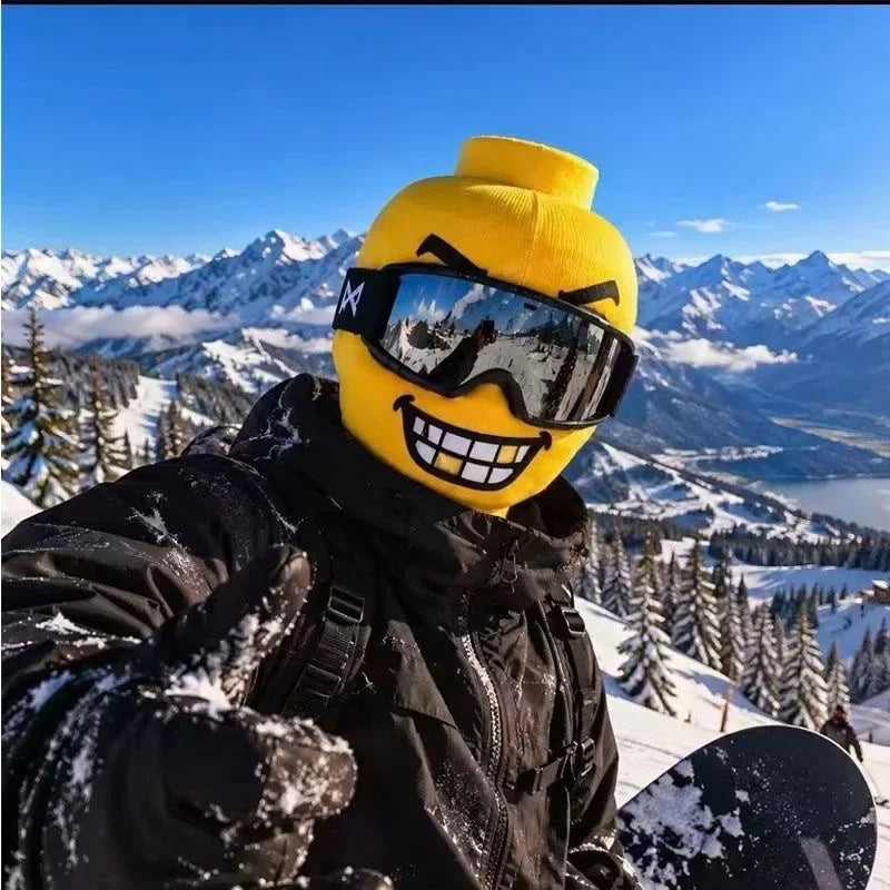 Outdoor Cycling Skiing Funny Knit Ski Mask Food Print Yellow Man Funny Windproof Face Cover