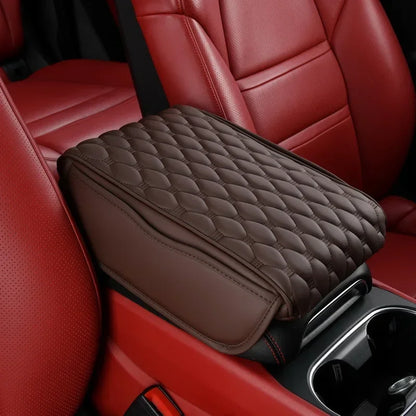 Car Leather  Armrest Mat Center Console Auto Armrests Storage Box Organizer
