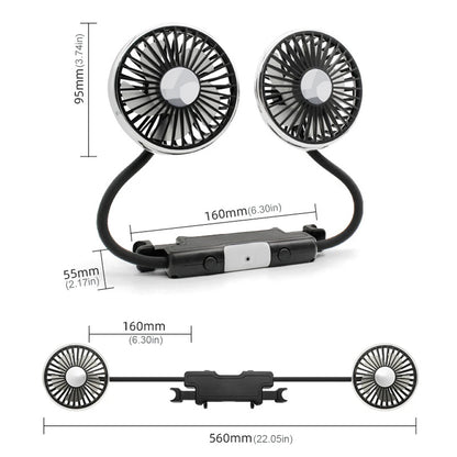 Car Seat Back 3-Speed Powerful Cooling Fan with Light