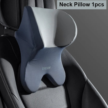 Car Soft Lumbar Headrest Neck Pillow Support Set