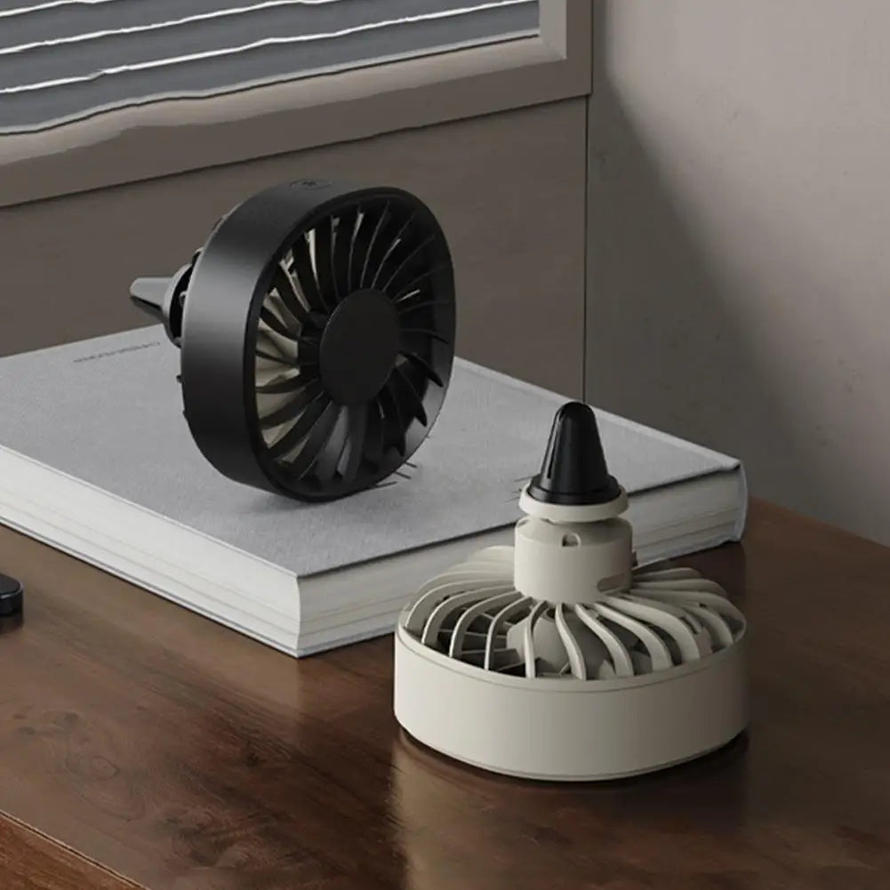 Car Clip Colorful Ambiance Lights Portable USB Charging Mini Fan